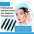 Dexam Tweezers Set 4-Piece Slant Tip Precision Tweezers Set for Ingrown Hair Remove professional Quality Customized Stainless Steel Women Eyelash Tweezers eyebrow tweezer. 