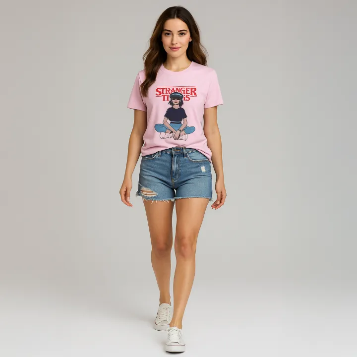 T%20shirt%20for%20girls%20&%20Women%20STRANGER%20THINGS%20Printed%20Summer%20Cotton%20Round%20Neck%20Half%20sleeve%20-%20Image%202