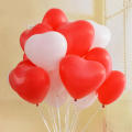 50 Red & White Heart Shape  Balloons Pack For Birthday Decoration & Anniversary & Wedding Balloons Decoration. 