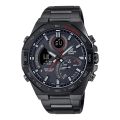 Casio Edifice Mens Black Ion Plated Stainless Steel Case Round Analog+Digital Solar Power Tachymeter Bluetooth World Time Stop Watch Calender 5 Daily Alarm LED Light Multi-Functions Black Stainless Steel Bracelet Watch-ECB-950DC-1ADF. 