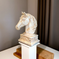 "Vintage-Inspired Horse Head Sculpture on Ornate Pedestal – Exquisite Decorative Accent for Home or Office Decor". 