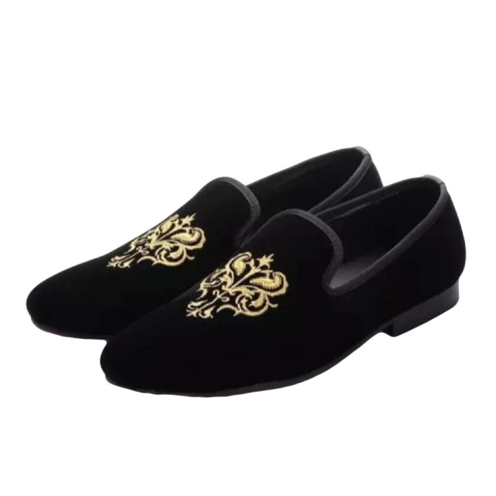 Men's Handmade Embroidered Vintage Style Velvet Shoes/ pump