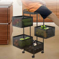 Rolling Kitchen Trolley Rotatable Storage Basket Slim Slide Out Pantry Storage Rack for Kitchen Bathroom Laundry Narrow Places. 