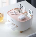 Multifunctional Tissue Box Cover Holder with Storage Container Living Room Remote, Glasses, Pen Pensile, Dry Fruit and Mobile Storage Box Holder For Home Office Tissue Tray - Multi. 