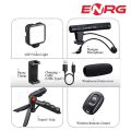 ENRG 5in1 Mobile Phone Vlogging Kit With Tripod Stand 3.5mm Plug And Play Microphone Led Light Adjustable Mobile Holder Wireless Bluetooth Remote  For TikTok  YouTube Videos. 