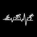 Creativity LHEART BEAT LINE Triathlon Swim Girl Runner Bicycle Decor Car Sticker Accessories Vinyl 14.7*5.9CM. 