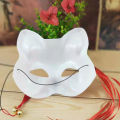 Japanese Hand-Painted Half Face Fox Kitsune Mask Halloween Cosplay Masquerade Lonni. 