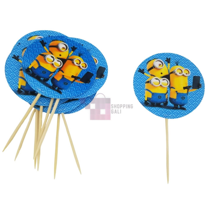 Minions Cupcake Toppers - 2.5 Inch - Minions Themed Party - Blue - Unisex - Pack Of 10
