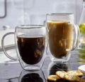 Echou Double Wall Mug 350ml High Quality a Thermal shock Borosilicate Mug for Coffee Tea. 
