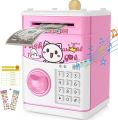 Bank for Boys Girls, 4 5 6 7 8 9 10 Year Old Girl Boy Birthday Gift Ideas, Electronic Password Money Saving Box ATM, Great Gift Safe Bank Toys for Kids (Blue White). 
