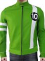 Men's Leather Jacket Green Cartoon Slim fit Faux Leather Jacket. 