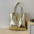New Chic Large Handbag Women Shopping Shoulder Bag Simple PU Leather Totes Bags Shiny Casual Female Purse Girls Clutch Party Bag. 