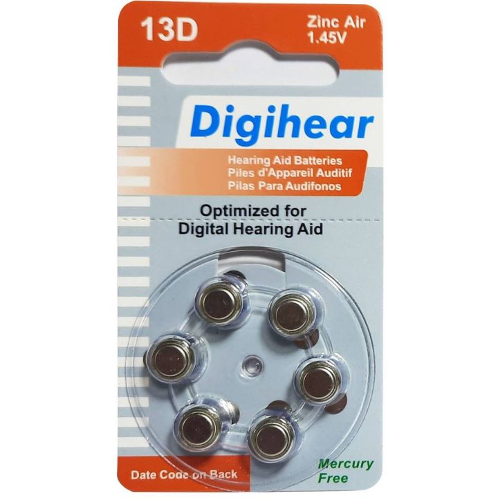 Digihear Hearing Aid Battery / Heavy Duty Hearing Aids Batteries Size # 13D