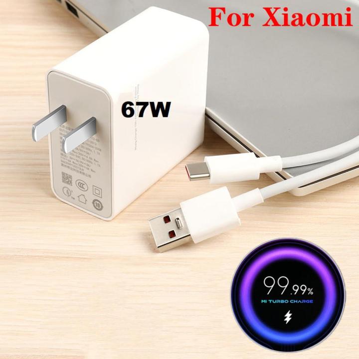Original 67W Turbo Charger with Free 6A Super Fast Turbo Charging Cable Type C for Mi 11 Pro, Mi 11 Ultra, Mi 11T, Poco F3, Poco X3 GT, Poco F3 GT. Turbo Charger 67W Fast Charge Power QC 4.0 Adapter GAN For Redmi  10 Pro, Mi 10T, Poco M3-33W, 55W, 120W.