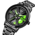 Wheel Watch Rotation Wheel Sports Car Rim Luxury Men's Watch Spinning Alloy Wheel Watch for Boys Men Creative Fashion Men Stainless Steel & Leather Straps Watch. 