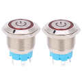 2pcs 12~24VDC Push Button Switch 19mm Round 4PIN Self Reset with Light Power Pattern. 