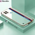 Jizetin (Free Lanyard) for Realme C21Y Back Cover Car Track Luxury 6D Plating Case Side Pattern Soft Silicone Square Mobile Phone Cases. 