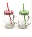 Glass Mason Jar Cups with Handle, Lid and Plastic Straws - Mason Jar Mugs For Cold Beverages - 500ml. 