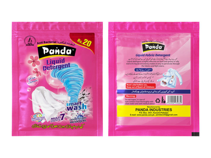 Panda Liquid Detergent Sachet 12 Pcs Travel Liquid Fabric Detergent for Cloth Liquid Surf For Clothes Laundry Detergent Liquid Soap With Color Protect Technology For All Types Of Fabrics Machine & Hand Wash Washing Detergent Travel Pouch