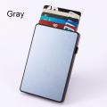 Blue Slim Men's Aluminum + Plastic RFID Card Wallet Thin Pop Up ID RFID Card Holder For Man Metal Card Case For Women Female. 