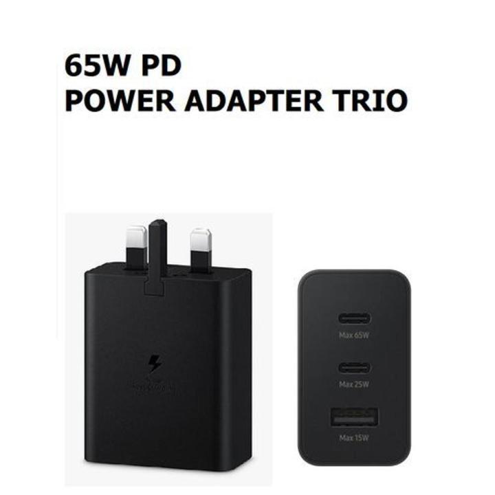 Samsung Compatible 65W / 45W / 15W Super Fast Charger + Cable Power Adapter TRIO – 3 Pin Universal Also Compatible with MI and All Other Brands Condition 9 / 10 Lot Mall