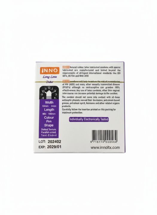 INNO Long Love Imported Condoms – 6 Pcs Dotted & Lubricated – 2 Box ...