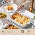 Baking Dish, Casserole Dish for Oven, Ceramic Baking Pan, Rectangular Lasagna Pan Deep with Handles for Cooking Serving Cake Kitchen 13.5" Long Rectangular Stripped Ceramic Tray. 