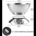 Constant FOOD SCALE WITH BOWL DIGITAL KITCHEN SCALE STAINLESS STEEL WITH TIMER TEMPERATURE BACKLIGHT LCD 11LB. 