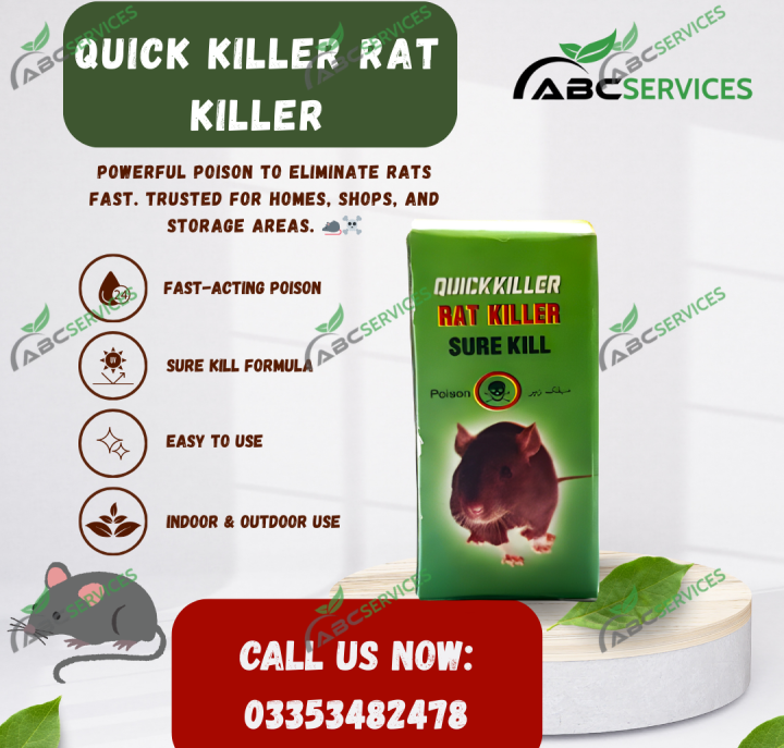 Quick Killer Rat Killer – Fast Action Rat Poison for Effective Rodent Control | Sure Kill Mouse & Rat Bait for Home, Kitchen & Outdoor Use