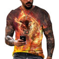 Men's T-shirt 3D tiger printing fashion funny animal graphic T-shirts leisure o-neck oversized short sleeve street trend tops. 
