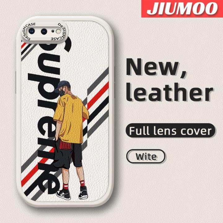 JIUMOO For iPhone 7 Plus iPhone 8 Plus Case Fashion Cool Boy Thin Leather Soft Full Lens Camera Protect Cases Shockproof Back Cover Casing