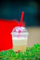 Disposable Plastic Cups Glass With Dome Lids Pack of 50 with Straw 380ml. 