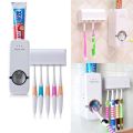 Automatic Toothpaste Dispenser with Toothbrush holder Wall Mount Rack Bathroom Tools Set White. 