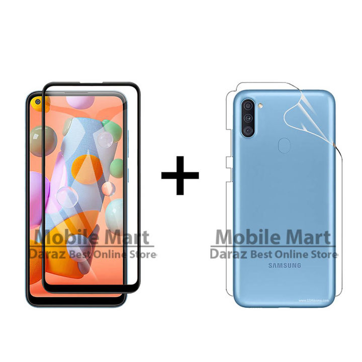 Samsung Galaxy A11 Full Screen Protector 9D Tempered Glass Protector + Back Protection Clear Jelly Soft Ultra Clear Jell For Samsung Galaxy A11