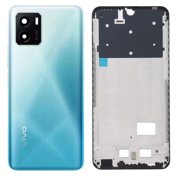 Vivo Y15s Middle Frame Housing with Power and Volume Buttons and Camera Lens for Complete Body Casing Replacement For Y15s - Green