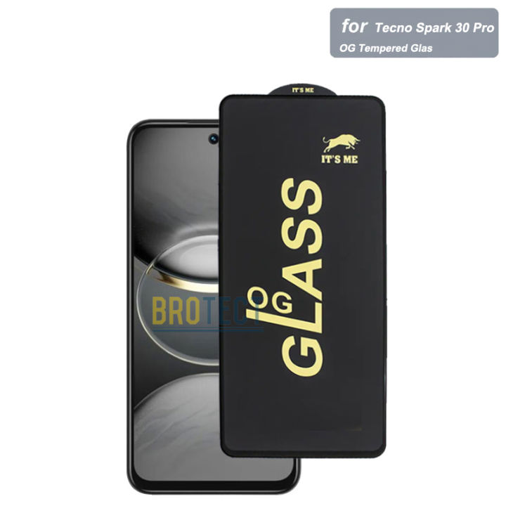 Tecno Spark 30 Pro OG 9D HD Tempered Glass Screen Protector 9H Hardness Full Glue Edge to Edge Coverage For tecno spark30 pro - Black