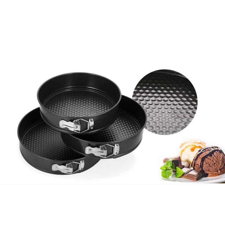 Springform Pan 3-Piece Nonstick Cheesecake Pan Leakproof Cake Pan Round Cake Mould Pan Set of 3 (Black)