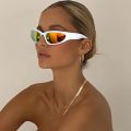 Fashion Wrap Around Cyber Y2K Sunglasses Women Silver Oval Shades Sports Cycling Sun Glasses Aesthetic Eyewear for Men Outdoor. 