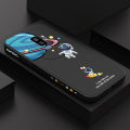 Hontinga for Samsung S9 Plus Case Cartoon Astronaut Side Design Back Cover Soft Square Edge Liquid Silicone Phone Cases. 