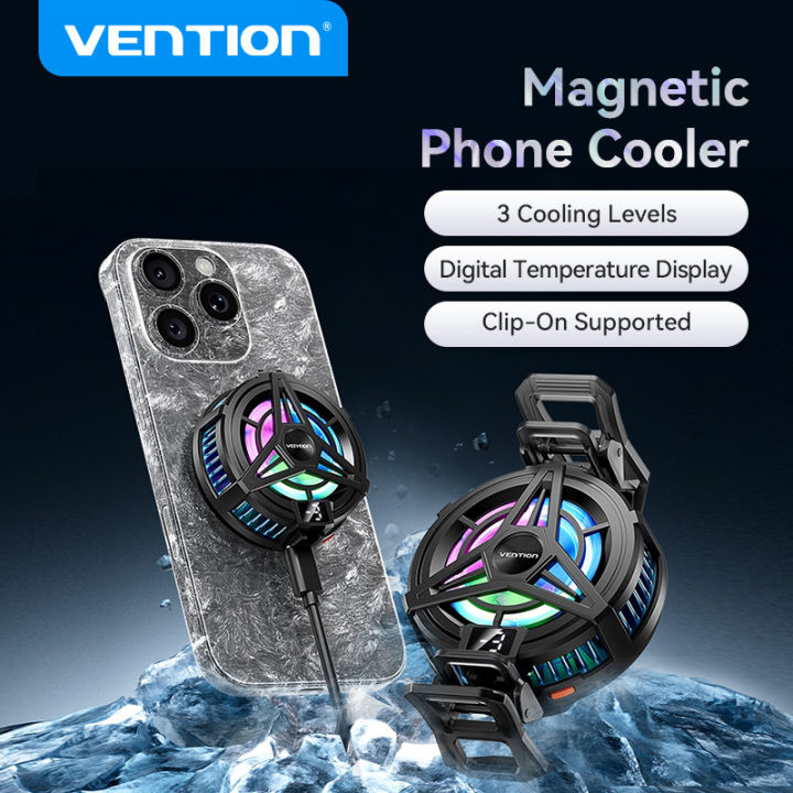 Vention Magnetic Phone Cooler Fast Cooling Semiconductor Radiator & LED Digital Display Clip-on Portable USB-C Heatsink for PUBG Mobile Gaming Phone Radiator