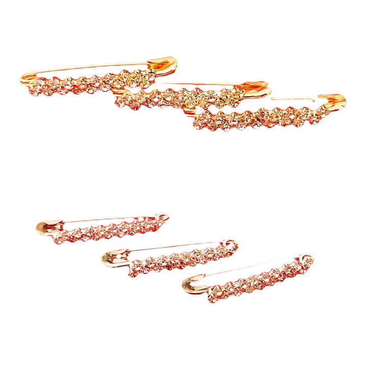 Pack of 3 Pcs Set - Stylish Fancy Hijab Safety Pins For Girls Women - Scarf Pin For Ladies - Silver Golden