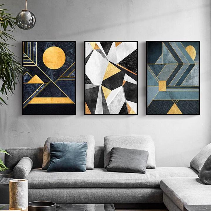 Home Décor Canvas Art Picture Prints 3 Pieces Nordic Geometric Canvas Wall Art Print Decorative for Living Room Home Décor Frame