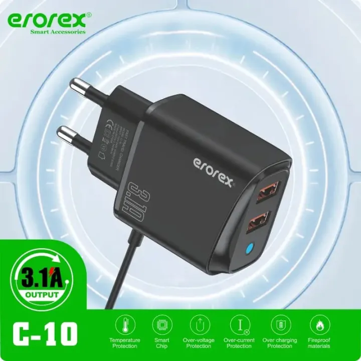 Erorex%20High%20Quality%20Charger,%20C-10%20(3.1%20Ampere)%20Dual%20USB%20Port%20With%20Micro%20Cable%20Pin_Erorex%20Charger%20-%20Image%202