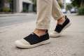 SHAZ FOOTWEAR Women's Slip-On Walking Shoes - Black & Beige Lightweight Breathable Comfort Loafers for Ladies. 