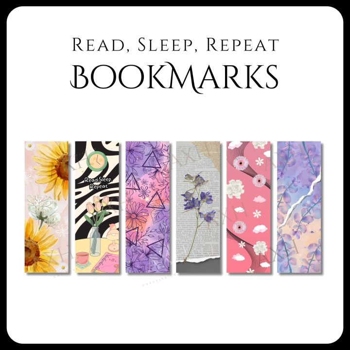 Read Sleep Repeat Bookmarks | Set of 6 | Vintage, Flowers, pink and ...