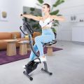 Exercise Bike Stationary bike, Ultra-Quiet Folding Indoor Cycling Bike with 8-Level Resistance, Arm Resistance Band, High Backrest, LCD Monitor, Workout bike for Home Men Women and Seniors. 