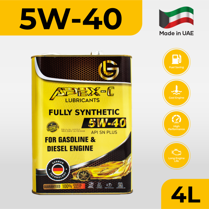 GL APEX-C 5W40 API SN PLUS Fully Synthetic German Technology with PAO Formulation – For Gasoline & Diesel Engines (4L)