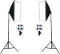Combo Pack: 2 Sets of 2-Holder Softbox Lights for Studio | 50x70 Softbox with 7 Feet Stand. 