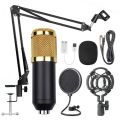 BM800 Condenser Microphone Full Kit Adjustable Mic Suspension_Boom Scissor Arm Shock Mount and Double Layer Pop Filter for Studio Recording & Broadcasting Live steaming Gaming Black. 