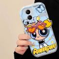 AMORVOR for Realme C11 2021 C20 C20A Back Cover With Holder Powerpuff Girls Texture Phone Case Wavy Edge Soft Silicone Cover. 